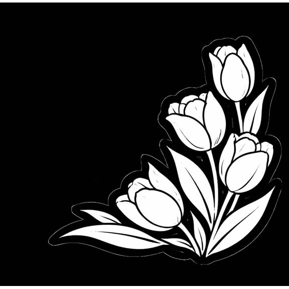 White Tulip Flower Car Decal - Elegant Spring Floral Vinyl Sticker for Windows and Body - Minimalist Tulip Bouquet Silhouette for Cars and SUVs