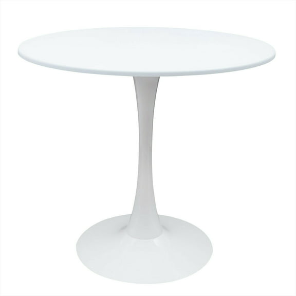 White Tulip Table Mid-Century Dining Table For 2-4 People With Round Mdf Top Round Tulip Pedestal Dining Table Mid-Century Modern Coffee Leisure Table 31.5" Round Tulip Pedestal Dining Table
