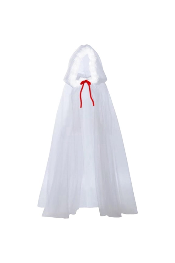 White Tulle Cape, Women Tulle Hooded Cape Adult Full Length Sheer Cape Vampire Elf Robe Veil Clothing Cloak