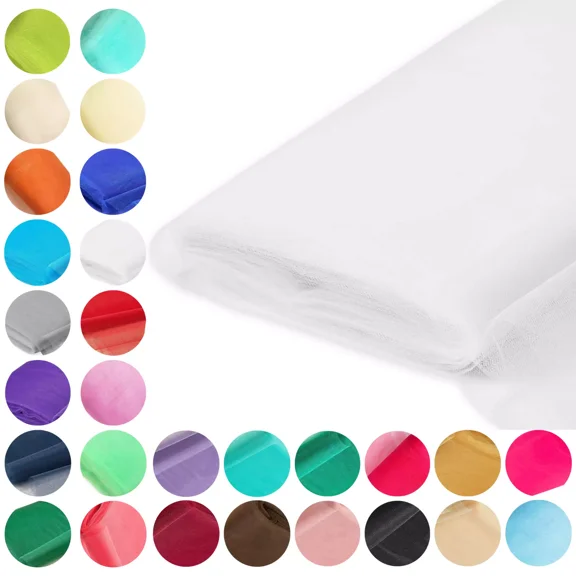(White) Tulle Fabric Roll - 54 Inch by 40 Yards (120FT), Lightweight & Sheer - Ideal for Wedding Décor, Tutus & Crafts, Gift Wrapping - Sew The Trend