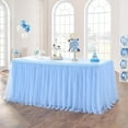 thumbnail image 1 of White Tulle Table Skirt Extra Long Transparent Ruffled Table Cover Recyclable Table Cloth for Wedding Birthday Banquet Party Dessert Table Decor Create Romantic Atmosphere, 1 of 6