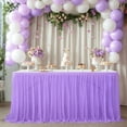 thumbnail image 1 of White Tulle Table Skirt Extra Long Transparent Ruffled Table Cover Recyclable Table Cloth for Wedding Birthday Banquet Party Dessert Table Decor Create Romantic Atmosphere, 1 of 6