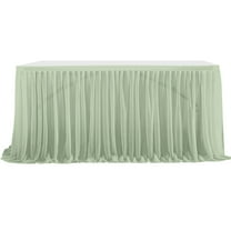 White Tulles Table Skirt Recyclable Extra Long Transparent Tablecloth Ruffled Tulles Table Skirt Suitable For Wedding Birthday Banquet Table Decoration