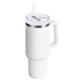 thumbnail image 1 of White Tumbler with Handle and Straw Lid 30 oz Insulated Vacuum Water Bottle Stainless Steel Travel Cup, 1 of 1