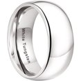 thumbnail image 1 of White Tungsten Rings for Men Women Engagement Wedding Bands Domed Polished Shiny Comfort Fit, 1 of 6