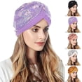 thumbnail image 1 of White Turban Beanie for Cancer Alopecia Polyester Breathable Thin Cooling Skull Caps, Versatile Turban Head Wraps for Running Hiking One Size, 1 of 5