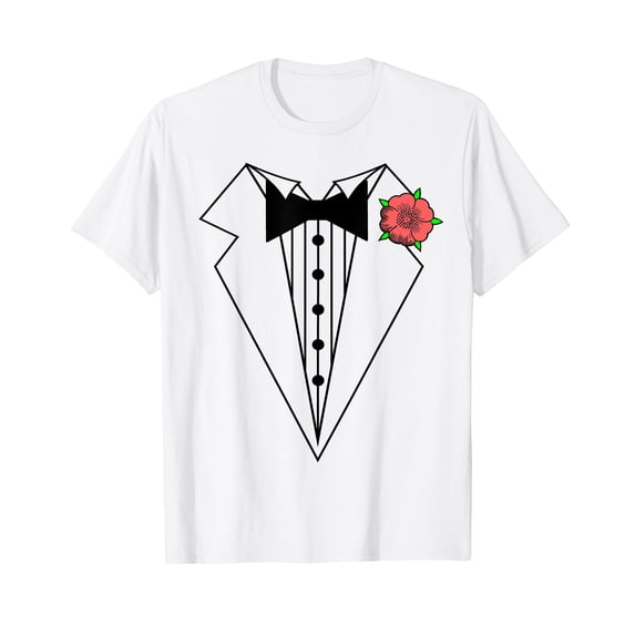 White Tux Tuxedo Tee Shirt New Years Valentine Celebrate