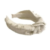 White Tweed Knotted Headband with Pearl Embellishments - Walmart.com
