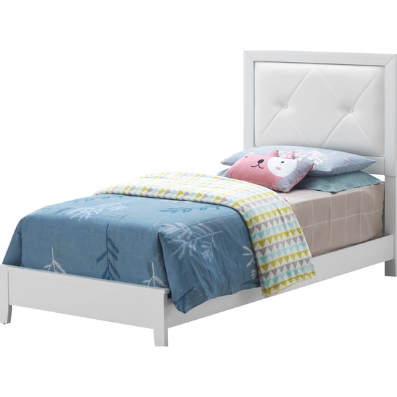 White Twin Bed In Stylish Transitional Fashion - 52"h X 43"w, Durably Made For Comfort And Decor Coherence Classy Style Crafted Blending