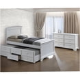 thumbnail image 1 of White Twin Bunk Bed with Trundle and 3 Storage Drawers, Solid Wood Captain Bunk Bed with Headboard and Footboard, 1 of 6