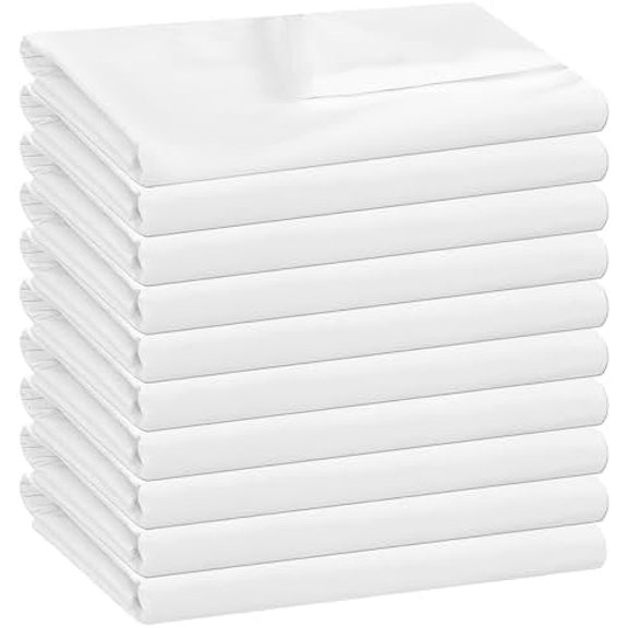 10 Pack White Flat Sheets Bulk Only Twin Size,Soft Microfiber Bedding Sheet for Home Salons HotelsGuests and Vacation Rentals, Wrinkle Free, Hotel Airb&bs Essentials for Hosts, 66"x96"$$Bedding