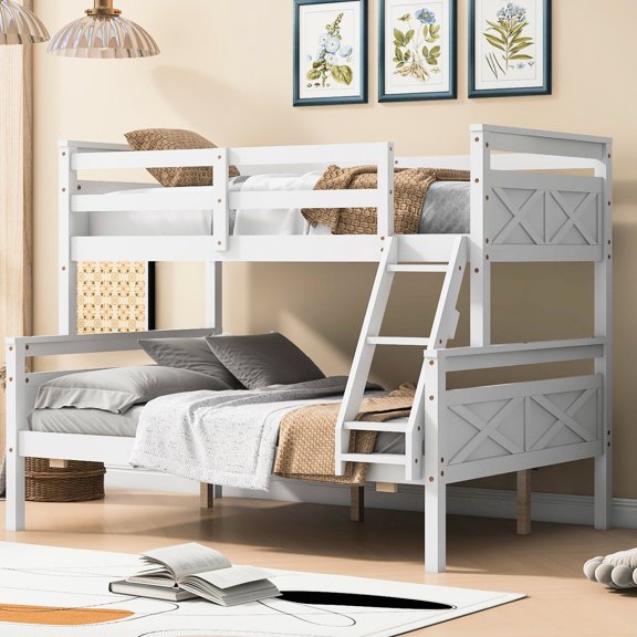 White Twin/Full Size - Convertible Twin-over-full - Bedroom Setting - Long-lasting & Stable Bunk Bed