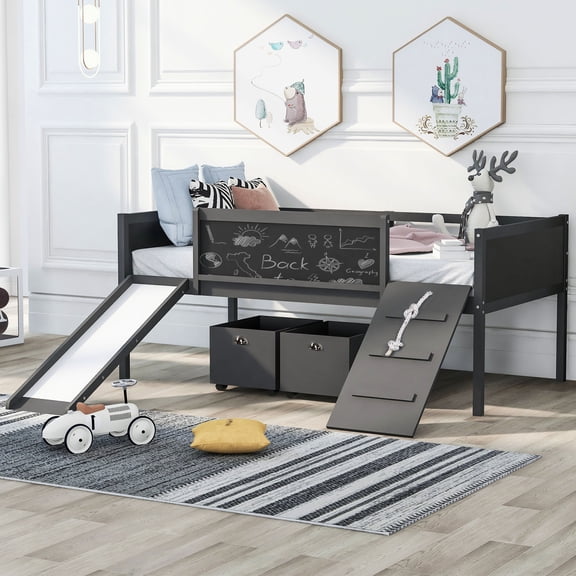 White Twin Loft Bed with Climbing Rope | Train Physical Coordination and Enjoy Climbing