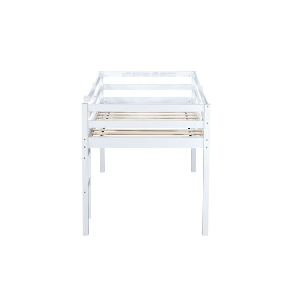 White Twin Loft Bed with Ladder - Easy Assembly with Manual and Hardware