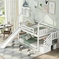 thumbnail image 1 of White Twin Over Bunk Bed With Staircase Storage And Convertible Slide - Pinewood Frame For Bedroom Twin/twin, 1 of 6
