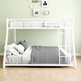 thumbnail image 1 of White Twin Over Full Metal Bunk Bed | Removable Stairs, 12.17" Guardrail | Safe, Quiet, and Strong Mattress Support, 1 of 2
