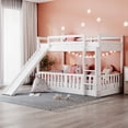 thumbnail image 1 of Twin Size Solid Pine Bunk Bed with Slide and Ladder, White, for Bedroom, 1 of 18
