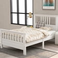 thumbnail image 1 of White Twin Platform Bed | 42 - Inch Height & Strong Support | Suitable for Any Mattress Type, 1 of 1