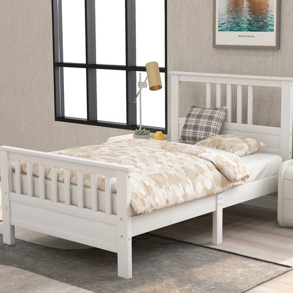 White Twin Platform Bed | 42 - Inch Height & Strong Support | Suitable for Any Mattress Type