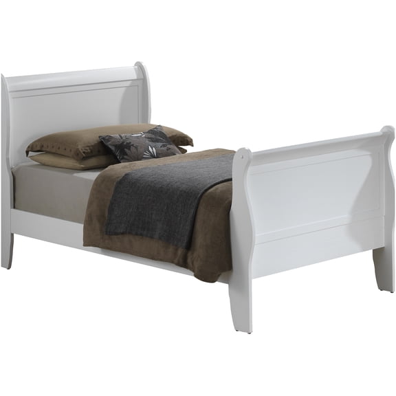 White Twin Size Bed Frame with Headboard, Classic Platform Bed, No Box Spring Needed, Sturdy Wood Slat Support, Space-Saving Design for Bedroom, Dorm, Apartment
