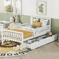 thumbnail image 1 of White Twin Size Wood Platform Bed Equipped with Guardrails & 2 Space-saving Drawers, 1 of 14