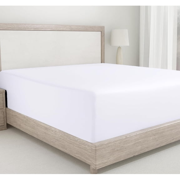 White Twin XL Fitted Sheet, 100% Cotton 400 Thread Count Sateen, 1 Fitted Sheet Only for Home, Fits College Dorm Mattresses (Twin XL, White)