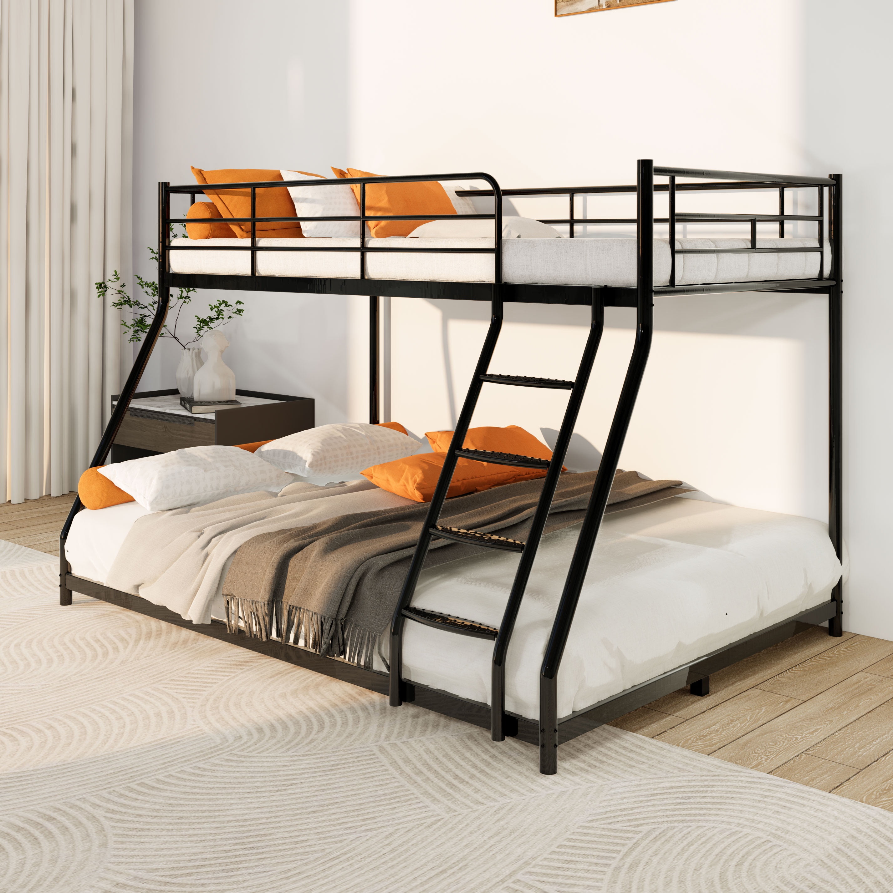 Bunk Bed Twin over Full Metal Bunk Bed for Kids,Adults,Heavy Duty Bunk Bed with Full-Length Guardrail,Comfortable Step,Easy to Assemble
