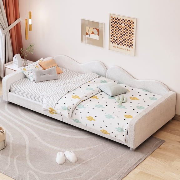 White Twin-size Daybed With Fabric And Cute Cloud-shaped Twin Size In Cloud Shape, Build