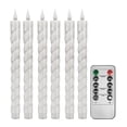 thumbnail image 1 of White Twisted Drip Wax LED Taper Candles, 6 Pcs 9.65in Flameless Candles with Remote Timer Dimmer for Table Mantel Decor, 1 of 7
