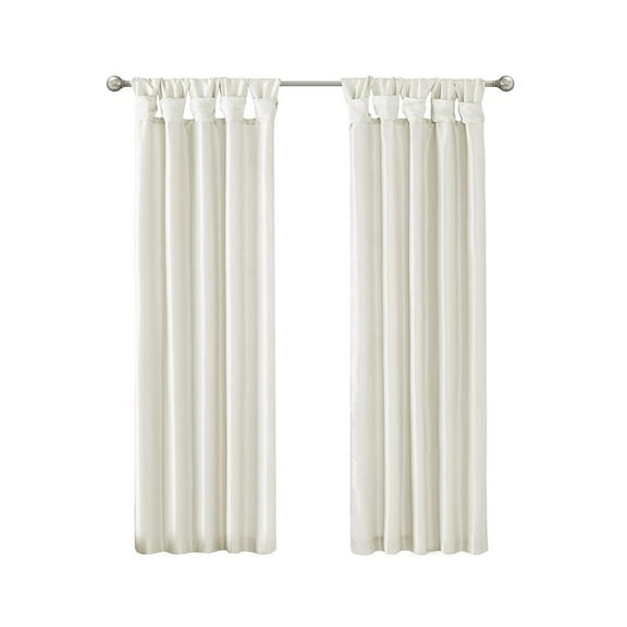 White Twisted Tab Lined Window Curtain Panel, Belen Kox