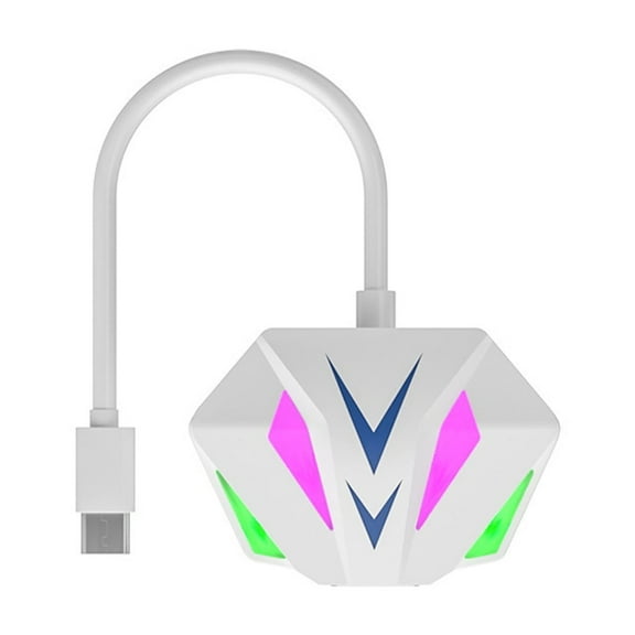 White Type-C To Ethernet Adapter 100Mbps Wired Network Card With Rgb Lighting Plug And Play Portable Usb C Lan Adapter For Laptop Tablet Pc Computer Includes Instruction Manual