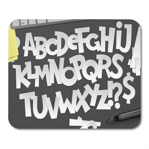 White Typo Graphic Alphabetical Latin Alphabet Made of Letters Mousepad Mouse Pad Mouse Mat 9x10 inch