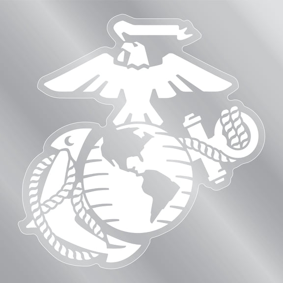 White USMC Eagle Globe and Anchor Logo Back Static Cling