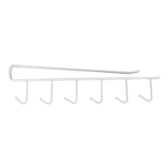 White Under-Cabinet Hanger Rack for Kitchen Cupboard Hanging Storage Shelf with Hooks