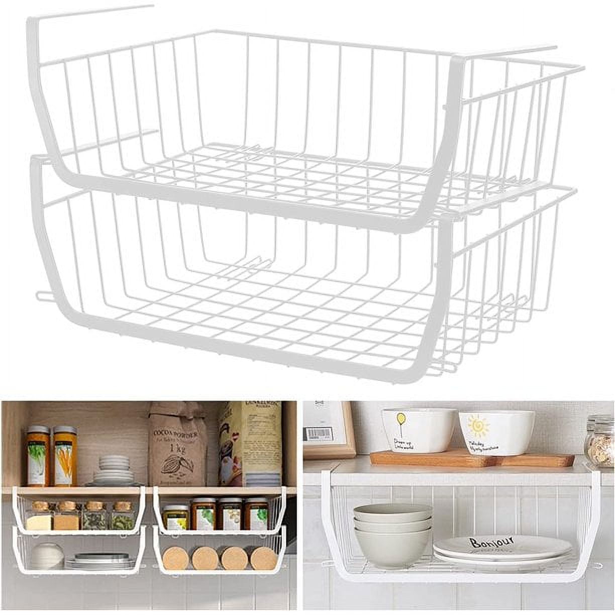 White Under Shelf Hanging Basket,White Under Shelf Storage Basket,Metal