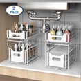 thumbnail image 1 of White Under Sink Organizers and Storage, 2 Pack Pull Out Drawer Cabinet Organizer, 2-Tier Slide Out Under the Sink Organizer for Bathroom, Kitchen Bedroom, Closets, Cabinet, 1 of 9