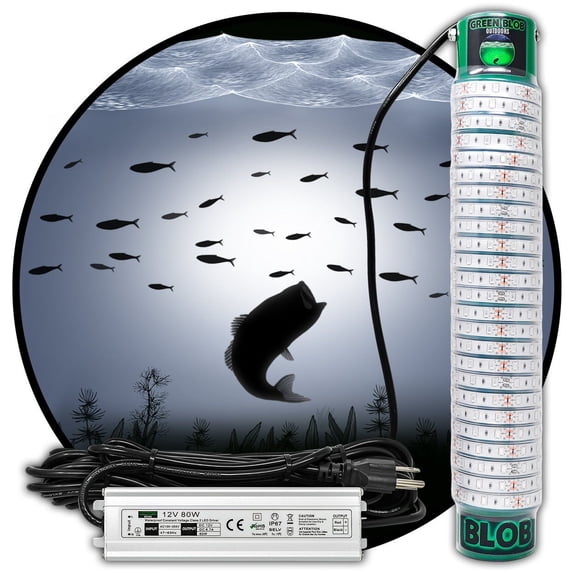 White Underwater Fishing Light Dock-15000 Lumens 110 volt AC Adapter 30ft Power Cord