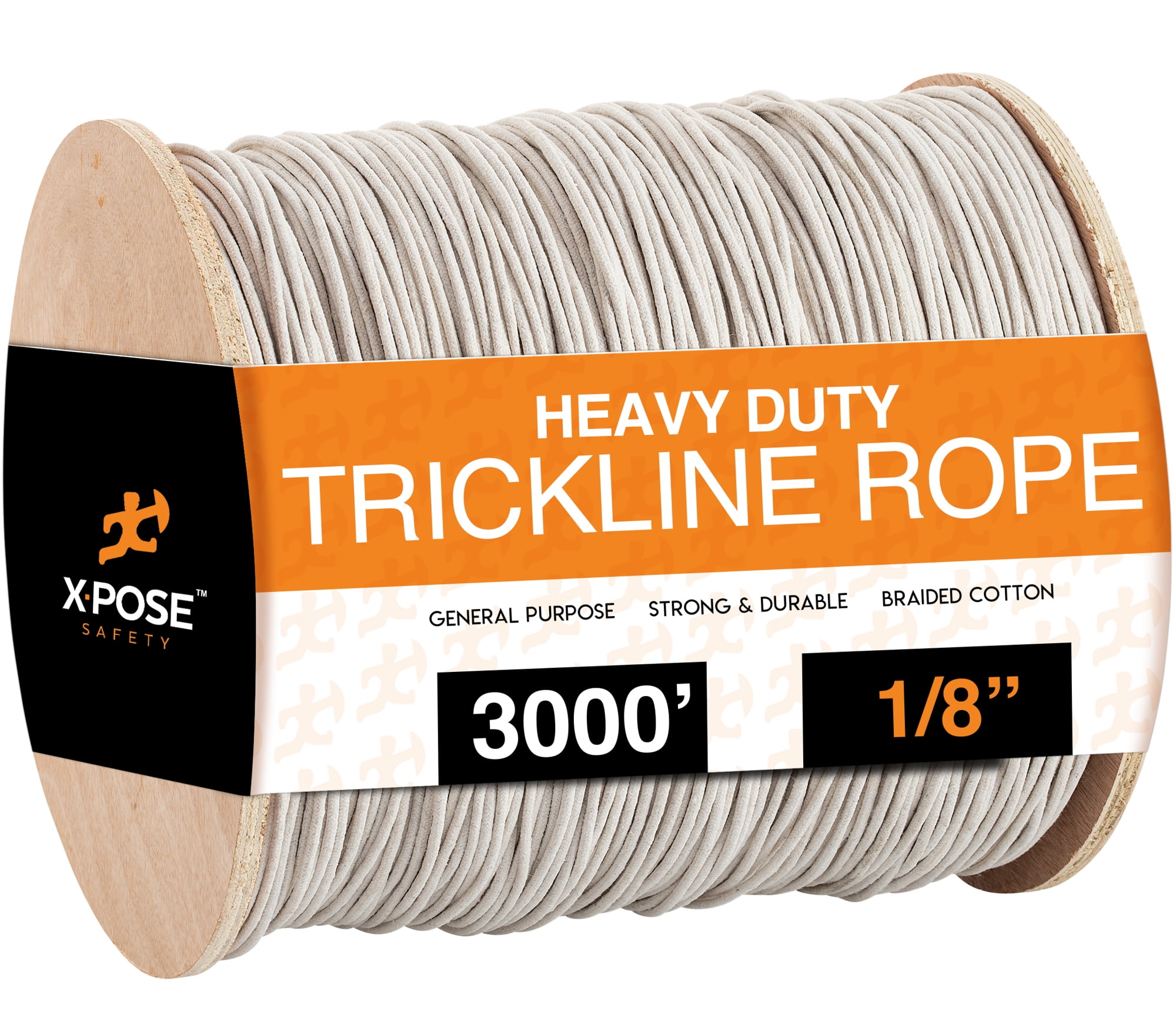 White Unglazed Trickline Rope - 3,000 ft x 1/8 inch Theatrical Tie Line  Heavy Duty Spool, Cable Management and Wire Tie - for Theatre, Stage Decor