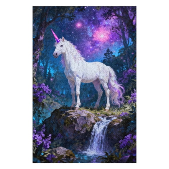 White Unicorn 1000 Piece Jigsaw Puzzles for Adults Magic Forest Scene Art Jigsaw Puzzle Challenging Family Activity Games Colorful DIY Craft Puzzle for Home Decor Gifts