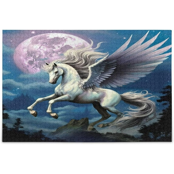 White Unicorn 1000 Piece Large Jigsaw Puzzle for Adults - Game Interesting Toys - Hand Made Puzzles Personalized Gift, 29.5"x19.7"