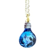 White Unicorn Blue Lightbulb Necklace