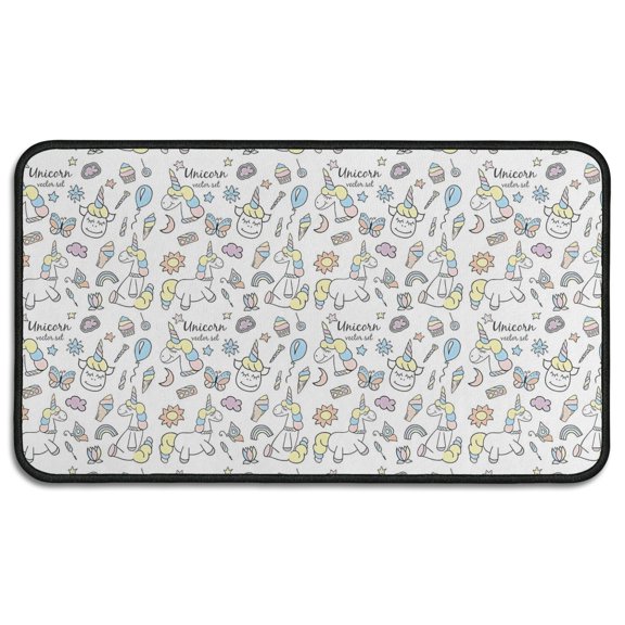 White Unicorn Dessert Pattern Door Rugs,Washable Non Slip Door Mats Indoor,Decorative Door Mats,Entry Mat Indoor for Entrance,Bedroom,Kitchen,Bathroom,30"x17"