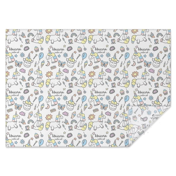 White Unicorn Dessert Pattern Rectangle Tablecloth 60"x84",Waterproof Polyester Rectangle Table Cloth, Wipeable Spillproof Polyester Tablecloth for Dining, Camping, Indoor and Outdoor