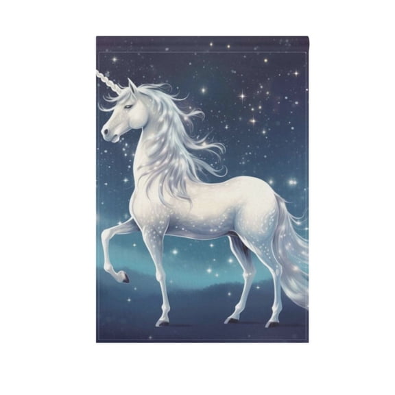 White Unicorn Garden Flag Double Sided 12 x 18/28 x 40 Inch Yard Flag Home Outdoor Yard Patio Lawn Decor