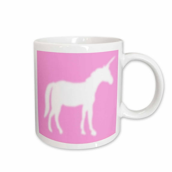 3drose, White Unicorn Silhouette on Pastel Pink - Magical Mystical Mythical Fantasy Creatures and Beasts, 11oz Mug