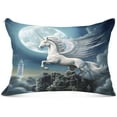 thumbnail image 1 of White Unicorn and Moon Throw Pillow Covers 1 Set Super Soft Pillow Shams Covers with Zipper, Living Room Farmhouse Decor Giftsations, 20x40 Inch, 1 of 7