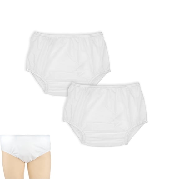 White Unisex Diapers,Waterproof Adult Plastic Diaper Cover for Outdoor,QZS Portable Adult Leakproof Pants Covers for Indoor,Outdoor,2 Pack,M