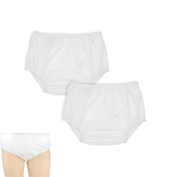 White Unisex Diapers,Waterproof Adult Plastic Diaper Cover for Outdoor,QZS Portable Adult Leakproof Pants Covers for Indoor,Outdoor,2 Pack,M