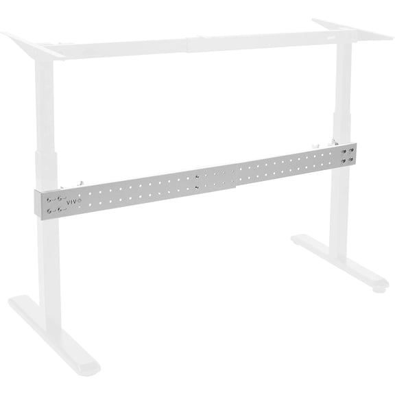 White Universal Steel Clamp-on Desk Stabilizer Bar for Sturdy Reinforced Workstation, 36 to 61.6 inch Bracket Support System for Sit to Stand Desk Frames, Expandable Width Adjustment, DESK-STB01W