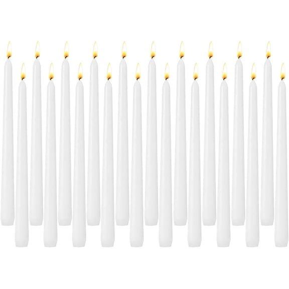 White Unscented Taper Candles for Home Decoration, 20 Pack 10 Inch Dripless Candlesticks for Dinner Party Wedding